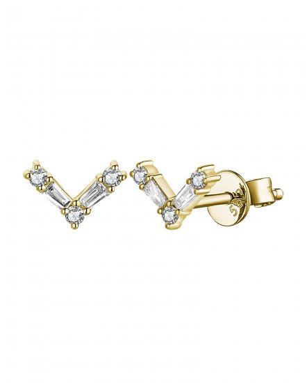 V SHAPE BAGUETTE DIAMOND STUDS (TE1492)