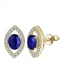 OVAL SAPPHIRE DIAMOND STUDS (TE1508)