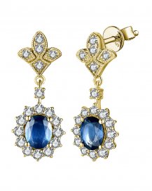 OVAL SAPPHIRE DIAMOND DANGLING (TE1510)