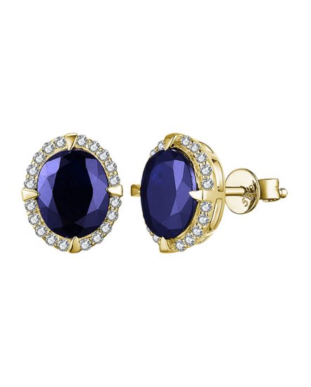 OVAL SAPPHIRE DIAMOND STUDS (TE1535)