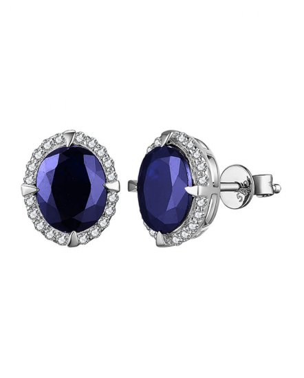 OVAL SAPPHIRE DIAMOND STUDS (TE1535)