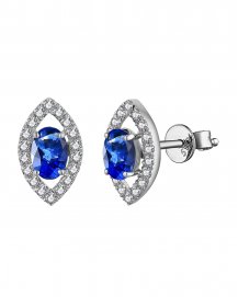 OVAL SAPPHIRE DIAMOND STUDS (TE1549)