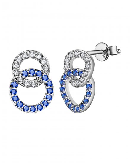 ROUND INTER LINKED STYLE SAPPHIRE DIAMOND STUDS (TE1592)