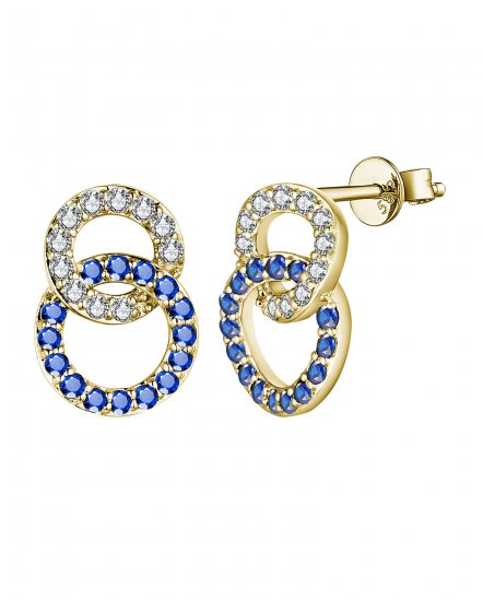 ROUND INTER LINKED STYLE SAPPHIRE DIAMOND STUDS (TE1592)