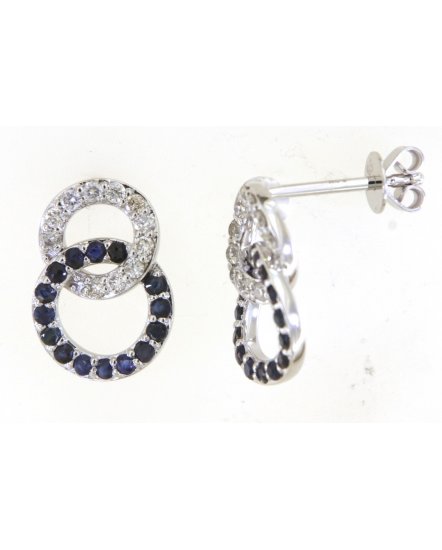 ROUND INTER LINKED STYLE SAPPHIRE DIAMOND STUDS (TE1592)