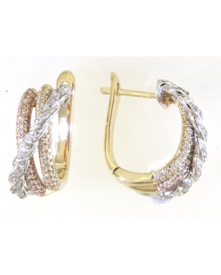 CRISS CROSS STYLE PAVE DIAMOND HOOPS (TE1630)