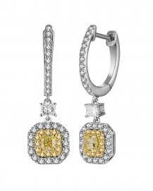 MULTI TONE CUSHION DIAMOND DANGLING (TE1687)