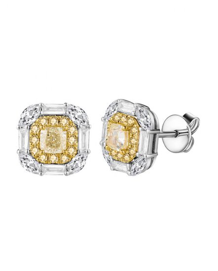 MULTI TONE CUSHION DIAMOND STUDS (TE1708)