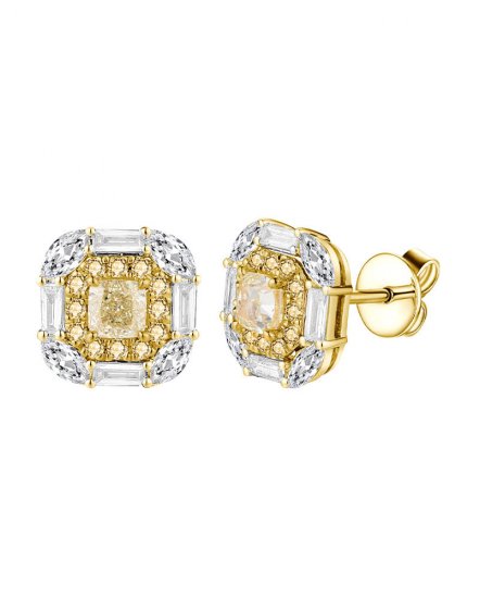 MULTI TONE CUSHION DIAMOND STUDS (TE1708)