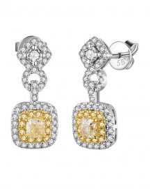 MULTI TONE CUSHION DIAMOND DANGLING (TE1709)
