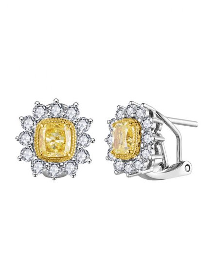 MULTI TONE CUSHION DIAMOND OMEGA BACK (TE1711)