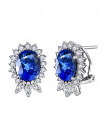 OVAL SAPPHIRE DIAMOND OMEGA BACK (TE1713)