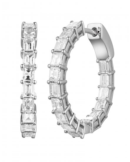 INSIDE OUTSIDE BAGUETTE DIAMOND HOOPS (TE1725)