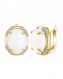 OVAL OPAL DIAMOND EARRINGS (TE1731)