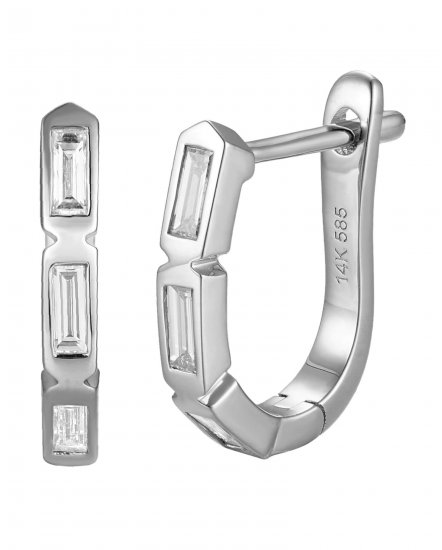 THREE STONE BAGUETTE DIAMOND HUGGIES (TE1770)