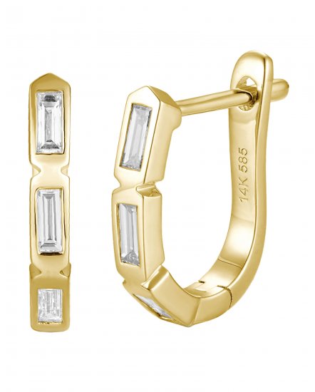 THREE STONE BAGUETTE DIAMOND HUGGIES (TE1770)