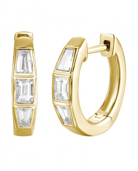 THREE STONE BAGUETTE DIAMOND HUGGIES (TE1776)