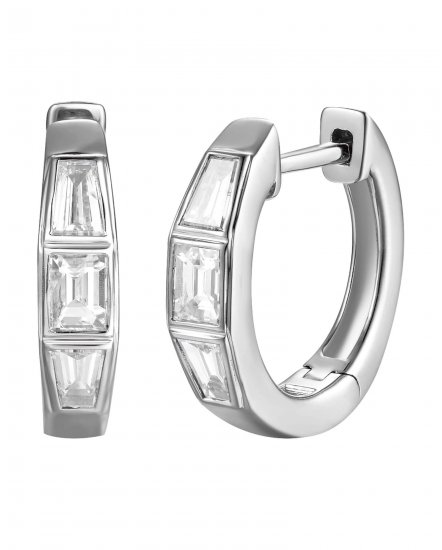 THREE STONE BAGUETTE DIAMOND HUGGIES (TE1776)