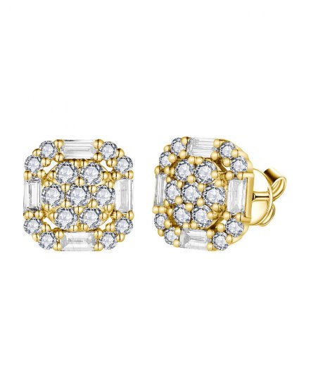 OCTAGON STYLE BAGUETTE DIAMOND STUDS (TE1824)