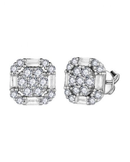 OCTAGON STYLE BAGUETTE DIAMOND STUDS (TE1824)