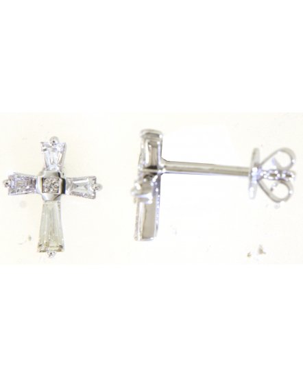 CROSS BAGUETTE DIAMOND STUDS (TE1827)