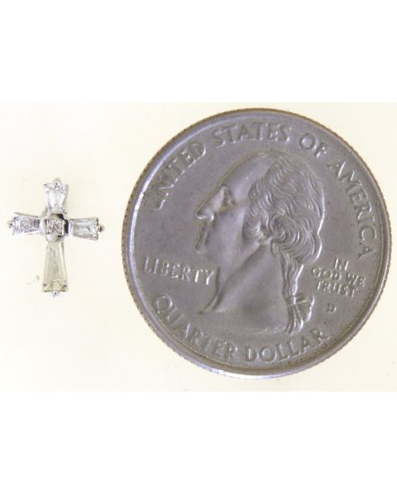 CROSS BAGUETTE DIAMOND STUDS (TE1827)