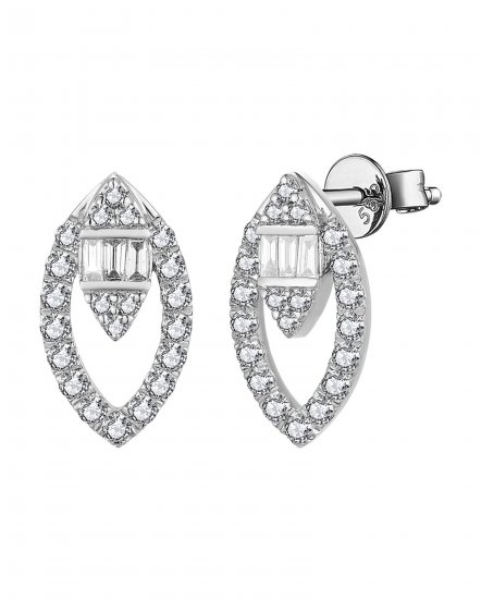MARQUISE STYLE BAGUETTE DIAMOND STUDS (TE1912)