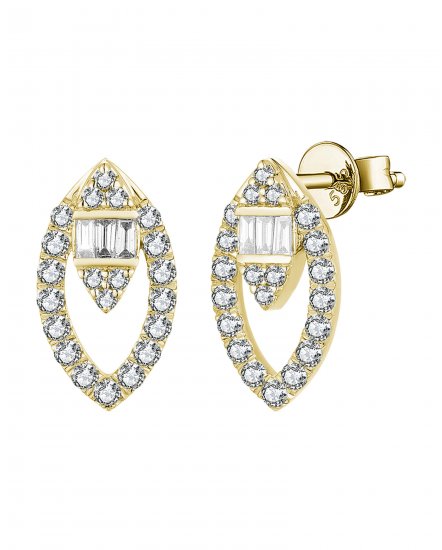 MARQUISE STYLE BAGUETTE DIAMOND STUDS (TE1912)