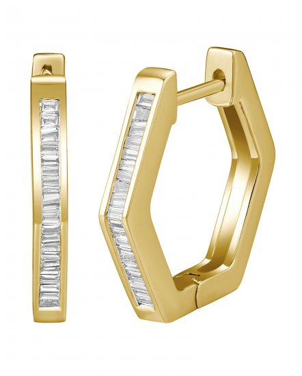 HEXAGON STYLE BAGUETTE DIAMOND HOOPS (TE1916)