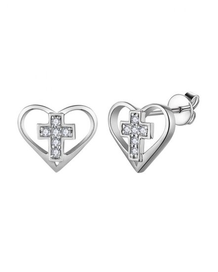 HEART SHAPE CROSS DIAMOND STUDS (TE1926)