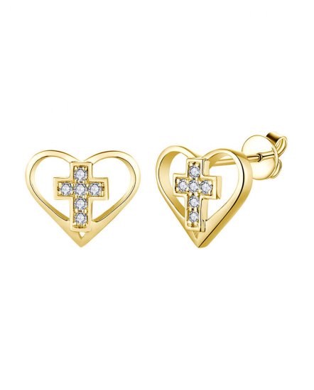 HEART SHAPE CROSS DIAMOND STUDS (TE1926)