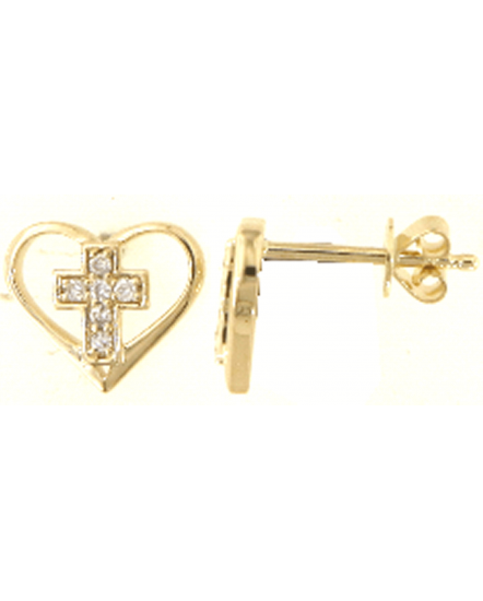 HEART SHAPE CROSS DIAMOND STUDS (TE1926)