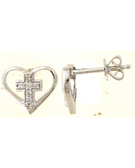 HEART SHAPE CROSS DIAMOND STUDS (TE1926)