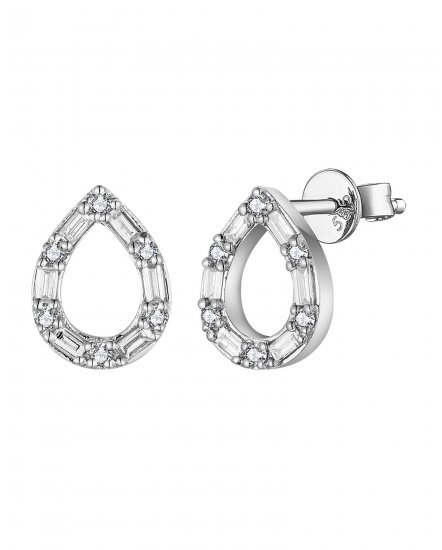 PEAR STYLE BAGUETTE DIAMOND STUDS (TE1929)