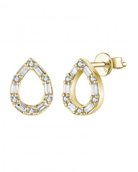 PEAR STYLE BAGUETTE DIAMOND STUDS (TE1929)