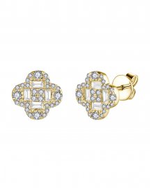 CLOVER STYLE BAGUETTE DIAMOND STUDS (TE1938)