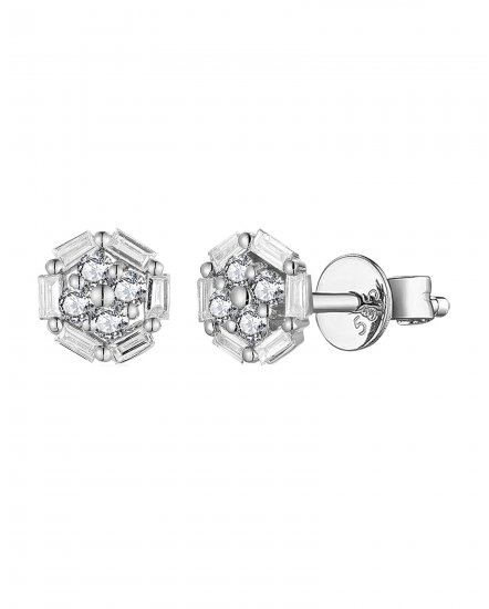 ROUND SHAPE BAGUETTE DIAMOND STUDS (TE1939)