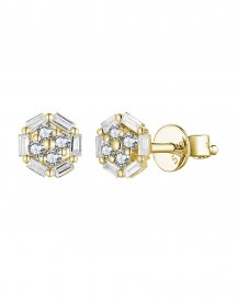 ROUND SHAPE BAGUETTE DIAMOND STUDS (TE1939)