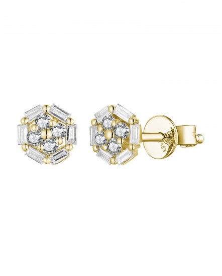 ROUND SHAPE BAGUETTE DIAMOND STUDS (TE1939)