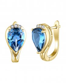 PEAR LONDON BLUE TOPAZ DIAMOND EARRINGS (TE1962)