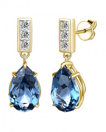 PEAR SHAPE LONDON BLUE TOPAZ DIAMOND DANGLING (TE1963)
