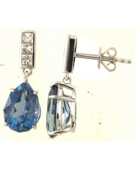 PEAR SHAPE LONDON BLUE TOPAZ DIAMOND DANGLING (TE1963)