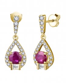 PEAR STYLE RUBY DIAMOND DANGLING (TE1979)