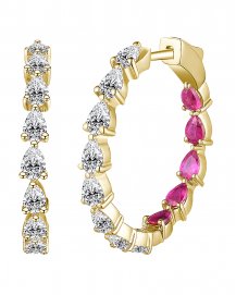 INSIDE OUTSIDE RUBY DIAMOND HOOPS (TE1996)