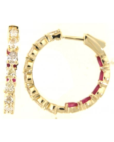 INSIDE OUTSIDE RUBY DIAMOND HOOPS (TE1996)