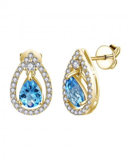 PEAR SWISS BLUE TOPAZ DIAMOND STUDS (TE1998)