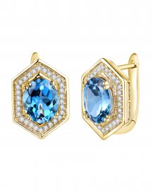 OVAL SHAPE LONDON BLUE TOPAZ DIAMOND EARRINGS (TE2002)