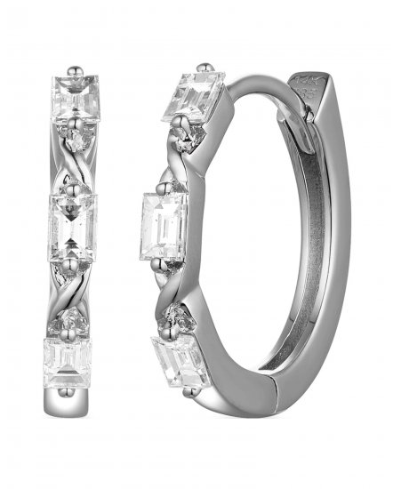 THREE STONE BAGUETTE DIAMOND HUGGIES (TE2004)