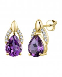 PEAR AMETHYST DIAMOND STUDS (TE2016)