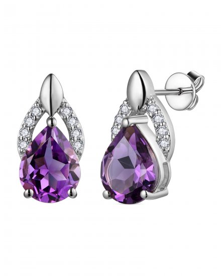 PEAR AMETHYST DIAMOND STUDS (TE2016)